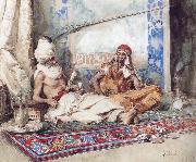 Attilio Simonetti Arabs in an interior oil on canvas